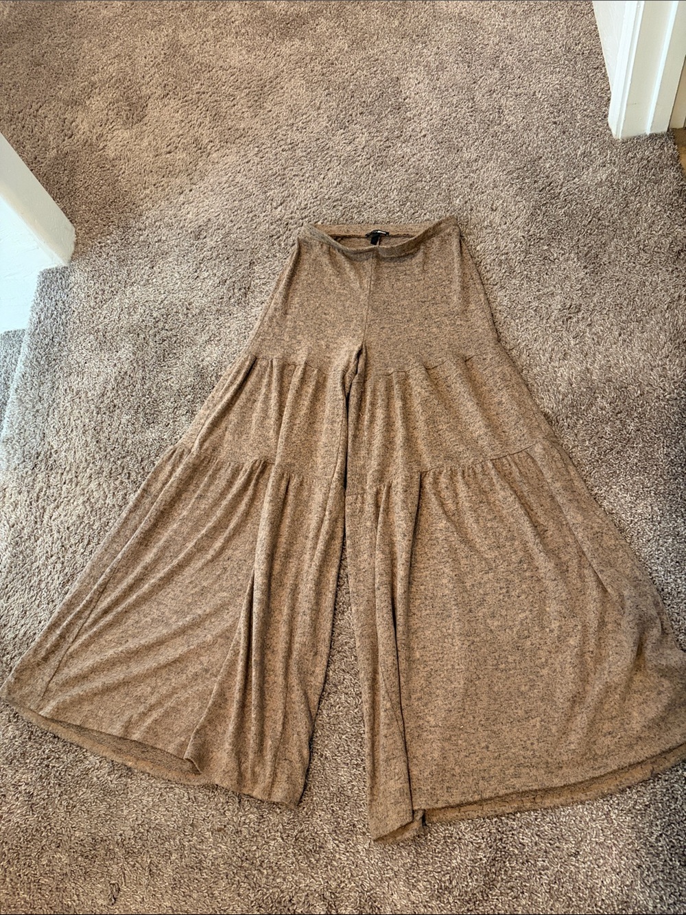 Fashion Nova Taupe Wide-Leg Tiered Pants